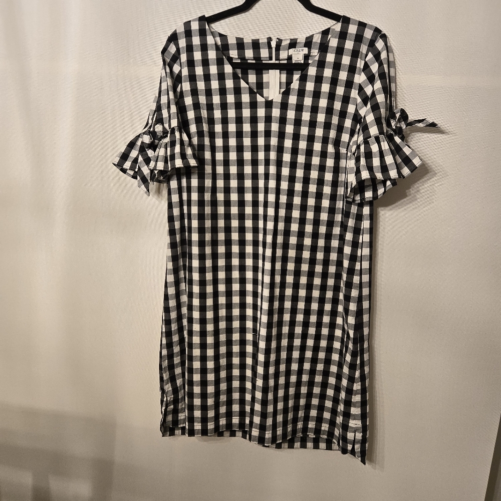 J.CREW Women's Size M checked S/Sl Classic black & white shift dress